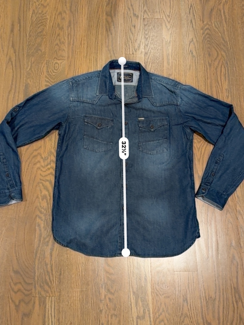 Vdot Jeans Slim Fit Denim Button Down Shirt Men’s Size 42 Dark Wash Western L - Picture 9 of 10